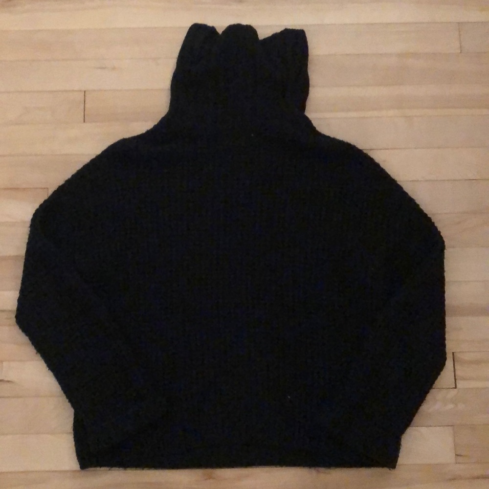 Waffle black turtleneck sweater